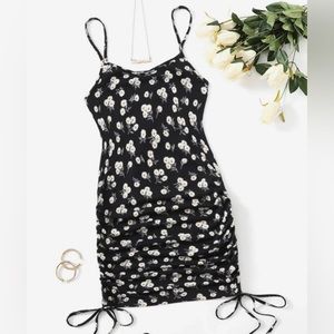 Black flower cami dress